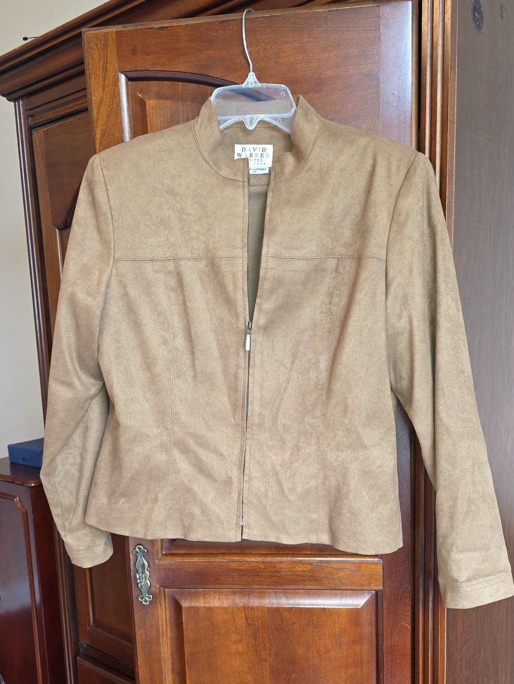 David Warren Tan Suede Zip-Front Jacket 12P